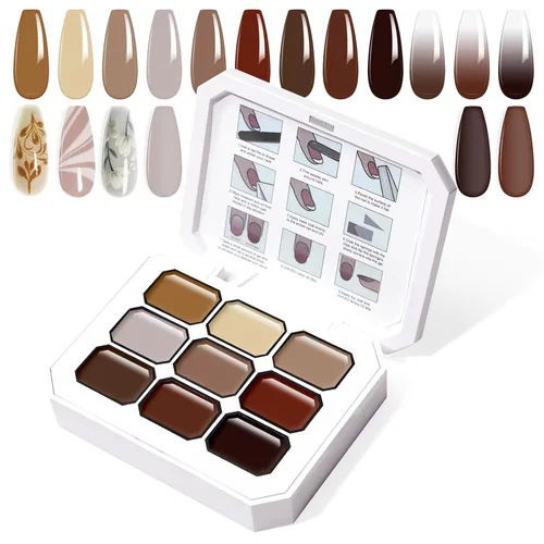 Miniatura 45 de Juego de esmaltes de gel con gradiente, 9 colores ombre, esmalte de gel para uñas rojo, marrón, azul claro, rosa, esponjado para pigmento, Pat Aura