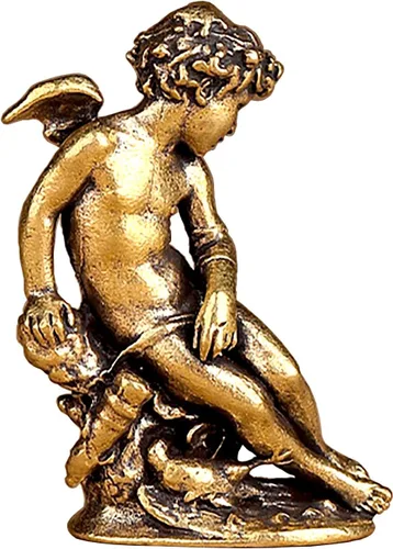 Miniatura 9 de Estatua de ángel de bebé rezando de cobre, bonita escultura conmemorativa de querubines de seis alas, portátil, tamaño pequeño, decoración