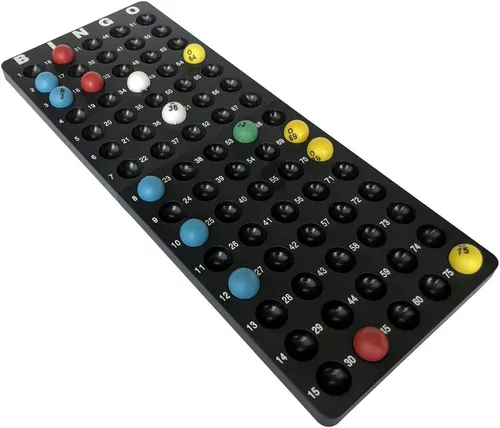 Miniatura 6 de Juego de bingo de lujo Yuanhe - Jaula de metal con tablero de llamadas, 50 tarjetas de bingo, 300 fichas de bingo coloridas, 75 bolas