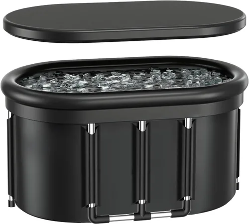 Miniatura 9 de Bañera fría para baño de hielo e inmersión de cuerpo completo, bañera portátil de terapia de agua fría con cubierta y bolsa de transporte