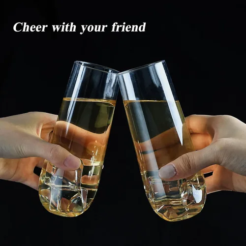 Miniatura 5 de Bestluck Paquete de 24 copas de champán de plástico sin tallo de 9 onzas, vasos de champán desechables transparentes, inastillables y sin BPA
