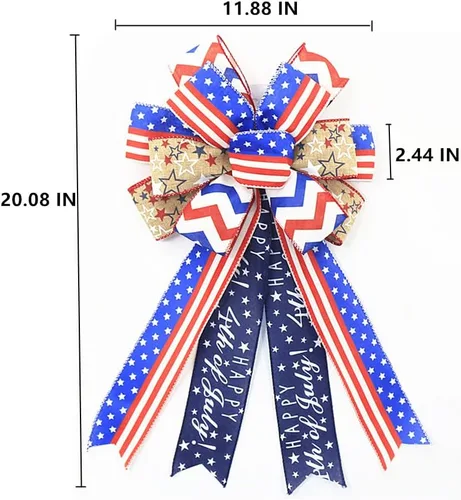 Miniatura 2 de Arcos patrióticos grandes para corona, lazos del 4 de julio, bandera de Estados Unidos, rojo, azul, blanco, estrellas, rayas, lazos para el Día