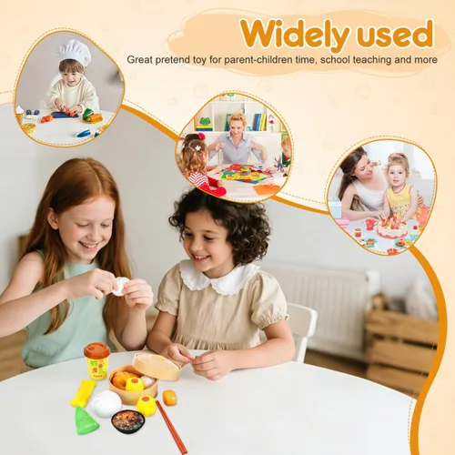 Miniatura 8 de Toyvian Play Food 26pcs Juego de juguete de simulación Bollos de vapor Juguete chino desayuno para niños Juego de cocina Plato de cocina Plato