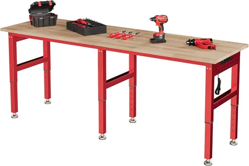 Miniatura 17 de SPECRAFT Banco de trabajo ajustable de 2 niveles de 48 x 20 pulgadas con 4 salidas de CA y 2 puertos USB, banco de trabajo resistente de capacidad