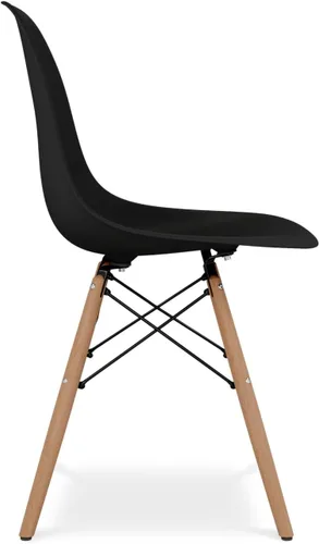 Miniatura 5 de Pyramid - Sillas de comedor de plástico y madera de 17.5 pulgadas, color negro (juego de 2)