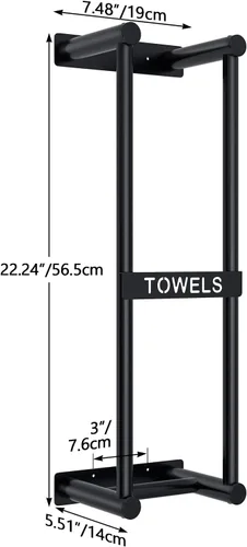 Miniatura 5 de STWWO Toallero para Baño Montado en Pared, Toallero de Pared de 22 Pulgadas para Toallas Enrolladas, Almacenamiento de Toallas para Baño Pequeño
