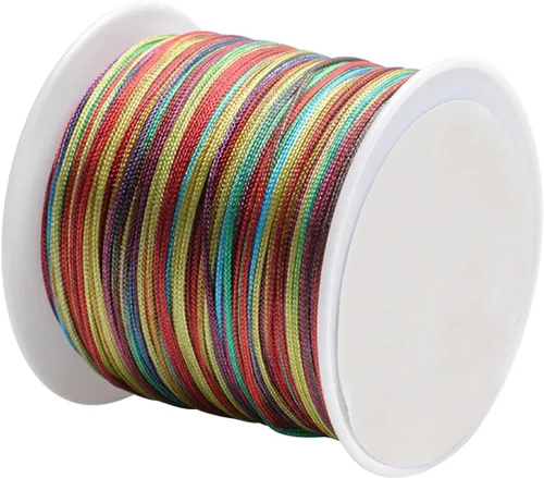 Miniatura 34 de Cordón de nailon para cuentas de 164.0 ft x 0.031 in, hilo de raso satinado de nailon trenzado para manualidades de macramé Mezcla de amarillo 1