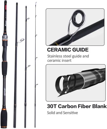 Miniatura 4 de Goture Cañas de Pescar de Viaje, Caña de Pescar de 4 Piezas con Estuche/Bolsa, Caña de Casting/Spinning, Caña Baitcasting Ultraligera de 7 Pies
