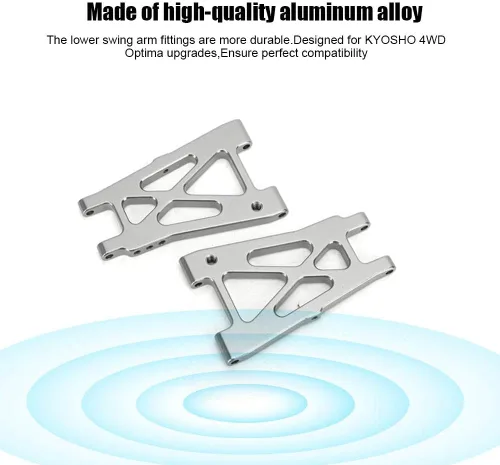 Miniatura 4 de Tbest Brazo de suspensión CNC RC, 2 piezas de aleación de aluminio trasera inferior suspensión accesorios para 4WD Optima 1/10 RC Off-Road Vehículo