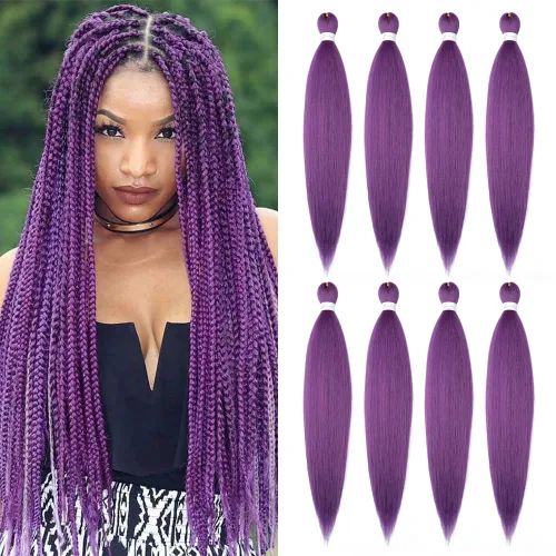 Miniatura 18 de Cabello trenzado preestirado negro natural, cabello largo trenzado de 32 pulgadas, 8 paquetes de extensiones de cabello trenzado profesional