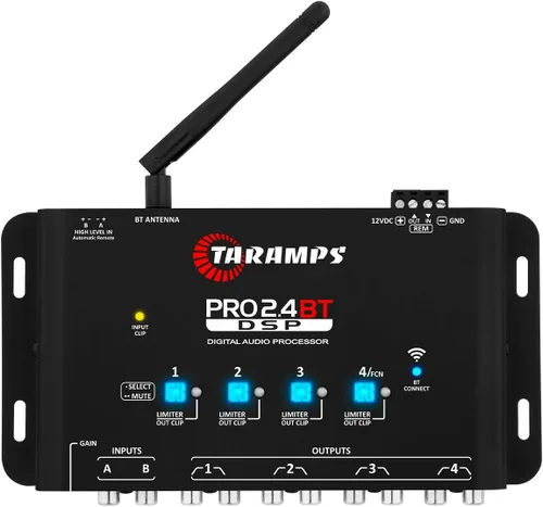 Taramps Pro 2.4 BT Bluetooth DSP Crossover Full, procesador de señal digital, ecualizador de audio para automóvil con aplicación, ganancia de hasta