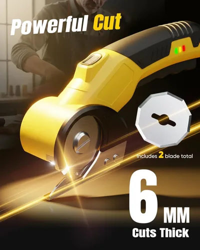 Miniatura 6 de Cortador de cartón eléctrico inalámbrico – Tijeras giratorias recargables para cartón, tela, alfombra, cuero, cortador de caja resistente