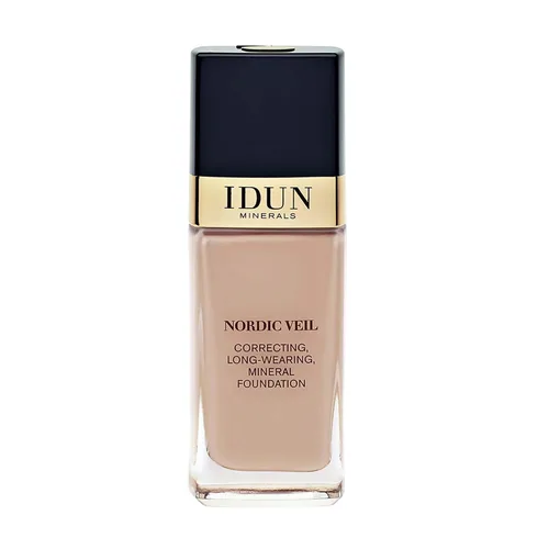 IDUN Minerals Liquid Nordic Veil Foundation – Cobertura completa y sin poros, larga duración, acabado mate suave, purificada y segura para pieles