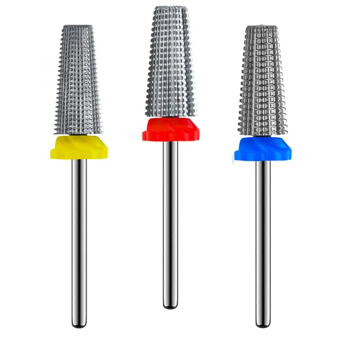 Miniatura 9 de 3 piezas de brocas de carburo 5 en 1 para uñas - Rotación bidireccional para zurdos y diestros - XF, F, M 3/32 pulgadas - Brocas para taladro
