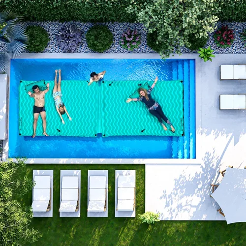 Miniatura 8 de Alfombra flotante inflable gigante mejorada 2025 - Flotador de piscina para adultos con hamaca para piscina, piscina, playa, lago para fiesta 2-Verde