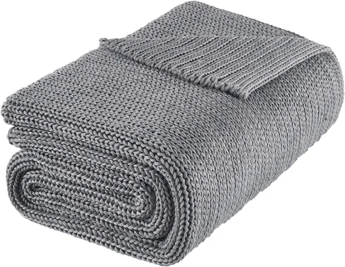 Miniatura 18 de L'AGRATY Manta de tejido de punto grueso con peso, para adultos, decorativa, estilo ganchillo, con peso uniforme y sin cuentas, lavable a máquina