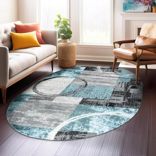 Miniatura 21 de Rugshop - Alfombra contemporánea con diseño abstracto de círculos, alfombra con respaldo de yute para entrada, cocina o habitación pequeña, marrón