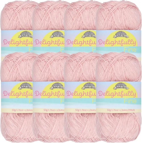 Miniatura 30 de JubileeYarn - Ovillo de hilo deliciosamente fino, 1.76 oz/madeja de rayón de bambú, color rosa polvo, 4 madejas