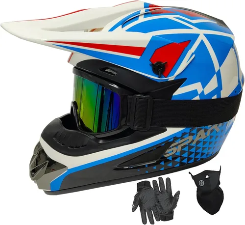 Miniatura 25 de Cascos de motocross para jóvenes, aprobados por DOT, motocross, ATV, todoterreno, cuatro ruedas, cascos de motocicleta BMX con gafas, guantes