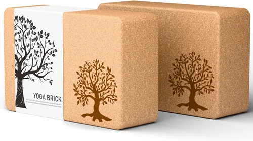 Bloques de yoga de corcho, juego de 2 bloques de yoga de corcho natural, suave antideslizante, alta densidad y accesorios de yoga ecológicos para