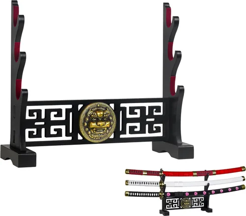 Miniatura 7 de Soporte para espada Logest - 4 opciones de niveles disponibles - Elaborado con madera, soporte para katana - Acabado en negro con cabeza de león