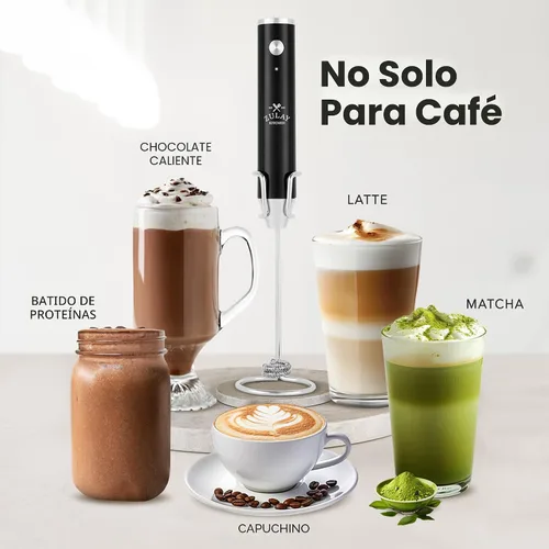 Miniatura 3 de Zulay Kitchen Espumador de leche recargable de mano, varita espumadora, mezclador de bebidas, espumador eléctrico, para capuchinos, matcha y Lux