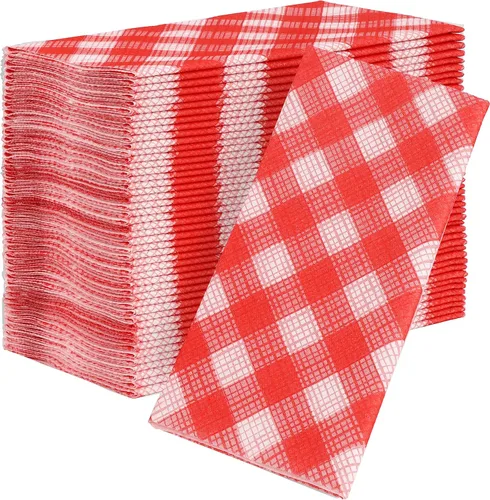 Servilletas de papel American Homestead - Servilletas desechables de tipo lino rojas a cuadros para cena - Servilletas de mesa de calidad de Rojo