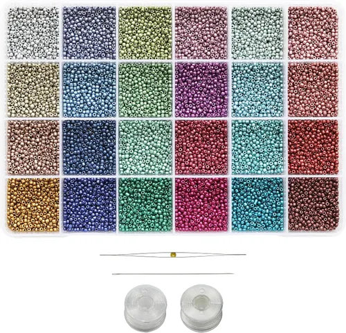 Miniatura 10 de Bala&Fillic Tamaño de cuentas de semillas de 0.079 pulgadas, 24 colores en total, 16800 piezas en caja, 12/0 pequeñas cuentas de semillas