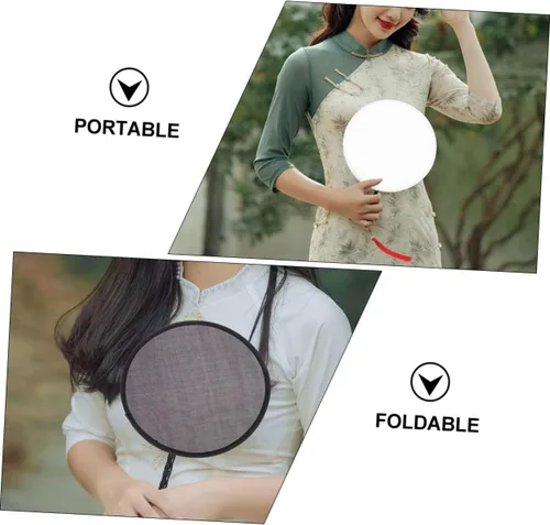 Miniatura 6 de ARTIBETTER Ventilador plegable portátil de mano redondo de 2 piezas para ligero y conveniente para bodas, festivales, viajes y material fácil