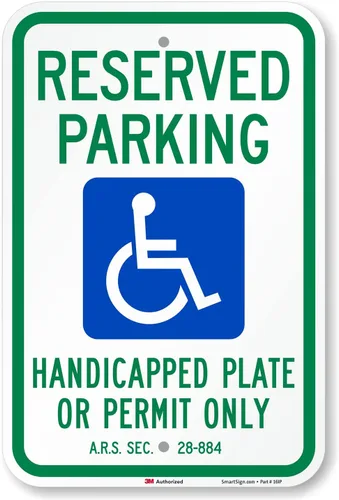 Signo de estacionamiento de discapacitados SmartSign - palca para estacionamiento reservado para discapacitados o permiso de estacionamiento