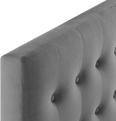 Miniatura 5 de Modway Emily - Cabecera de terciopelo con diseño capitoné de tamaño individual, color gris