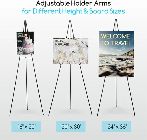 Miniatura 4 de MEEDEN Soporte de caballete de 2 piezas para pintar y exhibir: Soporte de caballete de metal artístico de 63 pulgadas con bolsa - Soporte