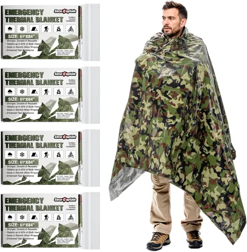 Miniatura 12 de SecuCaptain Mantas Térmicas de Emergencia de Supervivencia: Extra Grandes 84" x 63" Kit de Manta de Mylar Espacial para Exteriores Camping