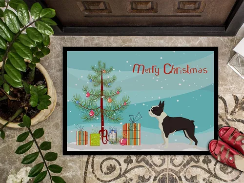 Miniatura 3 de Caroline's Treasures CK3525JMAT Boston Terrier - Tapete de árbol de Navidad, 24 x 36 pulgadas, tapete para puerta delantera, para interiores