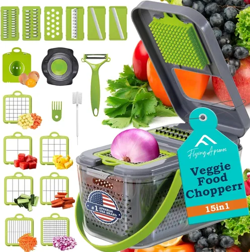 APSARAS USA Pro 18 en 1 picadora de verduras, picadora de alimentos con contenedor, cortador de verduras y cortador para ensalada de cebolla,