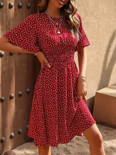 Miniatura 4 de Floerns Vestido midi acampanado con estampado de corazón de confeti y manga de mariposa