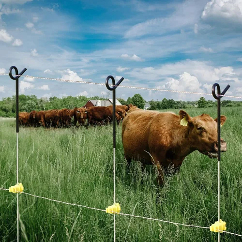 Miniatura 5 de Fence Shock - Paquete de 30 postes de acero inoxidable portátiles de 41 pulgadas para valla eléctrica, jardín, granja, macizos de flores, pasarelas