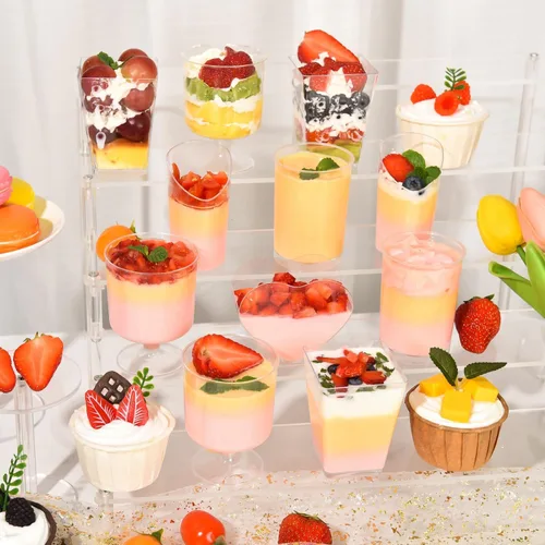 Miniatura 6 de 100 Pack Plastic Dessert Cups with Spoons, 5 oz Clear Small Mini Dessert Cups with Spoons, Dessert Shooter Cups for Party, Plastic Parfait Cup