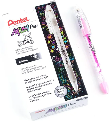 Miniatura 3 de Pentel Milky Pop K98-W - Bolígrafo de gel pastel, línea media (0.031 in), tinta blanca Blanco