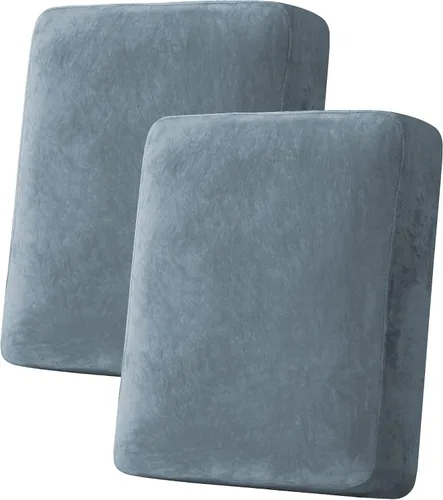 Miniatura 153 de H.VERSAILTEX - Funda de terciopelo elástica y afelpada para protección de cojines de sofá biplaza, silla o sofá, 2 piezas, tamaño grande, color gris
