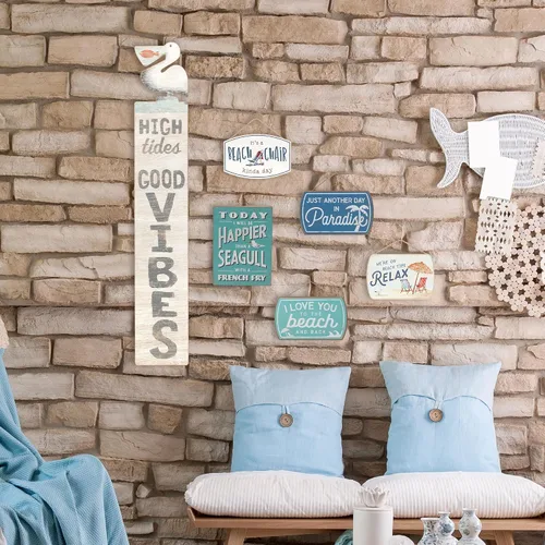 Decoración de pared de madera colgante con texto en inglés «Love You to the Beach and Back», bonito cartel para dormitorio, sala de estar u oficina