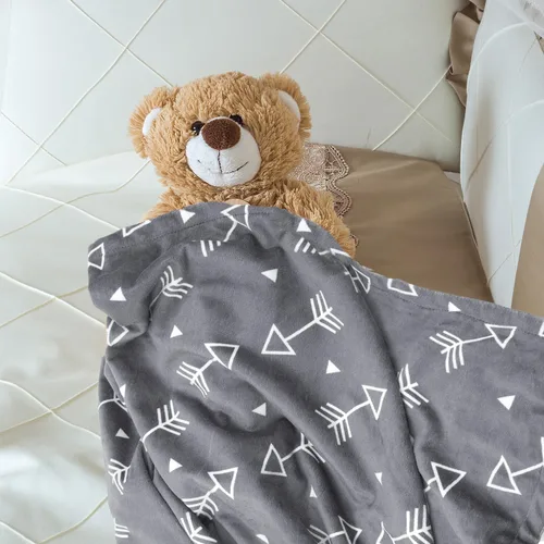 Miniatura 5 de Boritar Manta para bebé supersuave de minky con doble capa y respaldo punteado, con diseño de pequeñas flechas grises impresas de 30 x 40 pulgadas