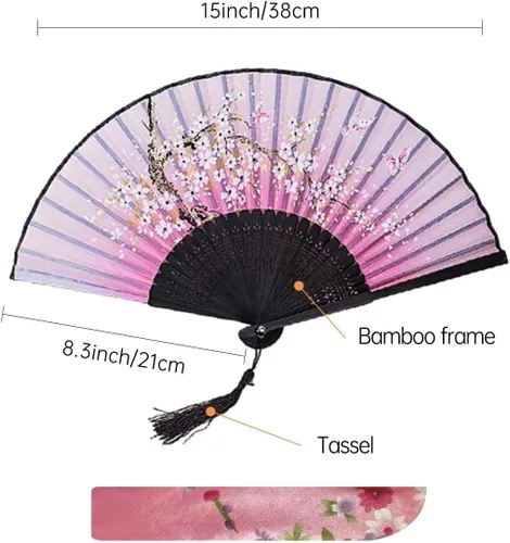Miniatura 2 de 4 piezas de delicado diseño de flor de cerezo plegable de seda para fanáticos de boda, regalos de boda, regalo de fiesta, decoración de bricolaje