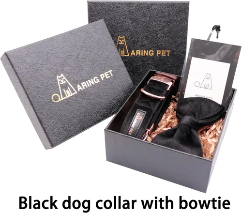 Miniatura 6 de ARING PET Collar de perro con corbatín, collares de terciopelo para perros con corbatín extraíble, collar de lazo ajustable para perros hembras