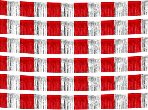 Miniatura 19 de Pack de 6 Guirnaldas de 10 Pies de Flecos de Aluminio con Serpientes de Oropel Bandera Colgante de Pared Telón de Fondo Bandera para Flotas