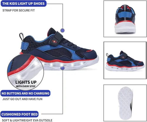 Miniatura 3 de Zapatos iluminados para niños y niñas, ligeros, con luces LED intermitentes, malla con purpurina, transpirables, adorables tenis para niños pequeños