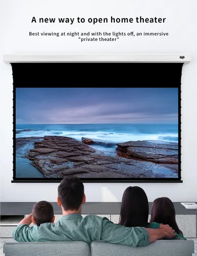 Miniatura 5 de VIVIDSTORM - Pantalla de proyector, delgada eléctrica tensada con pestañas desplegable, con pantalla de cine blanca, techo y pared de carcasa