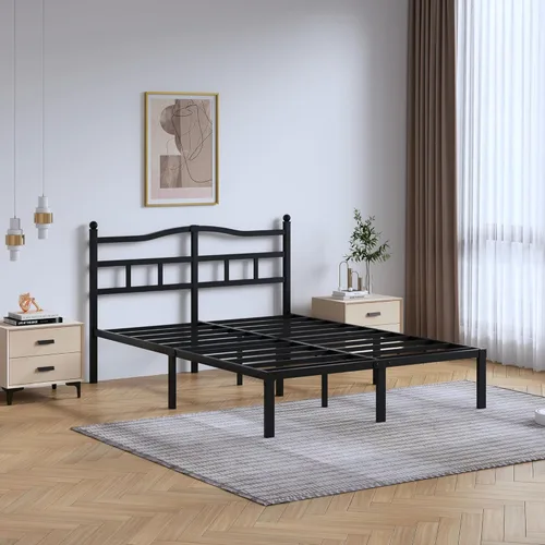 Miniatura 4 de SHOANED Marco de cama de metal de 14 pulgadas - Marco de cama de tamaño completo resistente con cabecero, plataforma de listones de acero básico