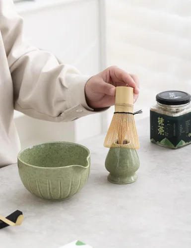 Miniatura 7 de TANG PIN Juego de matcha – Tazón de matcha con boquilla y batidor, 15 onzas, cuchara de matcha Soporte para batidor de Matcha (soporte Chasen)