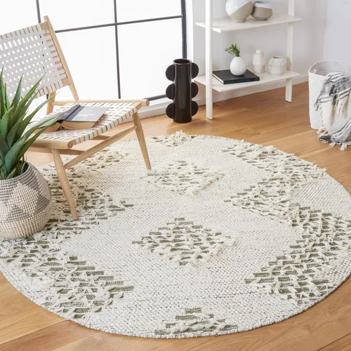 Miniatura 10 de SAFAVIEH Vermont Collection - Alfombra de pasillo, 2 pies 3 pulgadas x 8 pies, diseño de lana de tejido plano, color marfil y verde, ideal